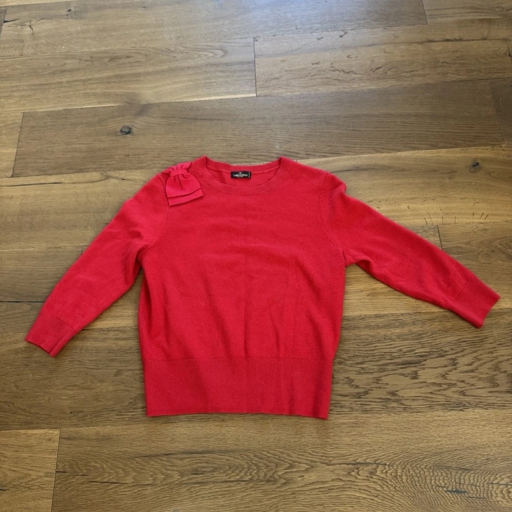 Valentino Red Bow-Accent Crewneck Sweater